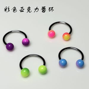 Purple Pink Candy Colored Acrylic Lip Ring 12mm External Thread 316L Surgical Steel Lip Piercing Jewelry