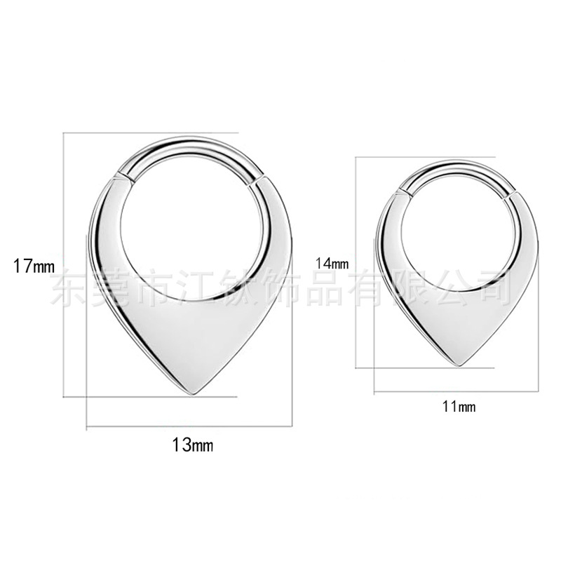 G23 Titanium Nose Ring Water Drop Heart Shape Earring Cross Border Body Piercing Jewelry JT471 Gold - Image 2