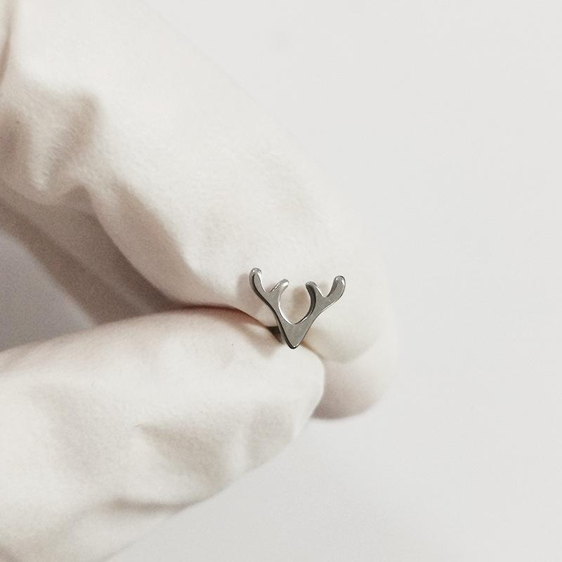 F136 Titanium Christmas Antler Stud Earring G23 Titanium Alloy Body Piercing Ear Bone Stud for Men Women - Image 4