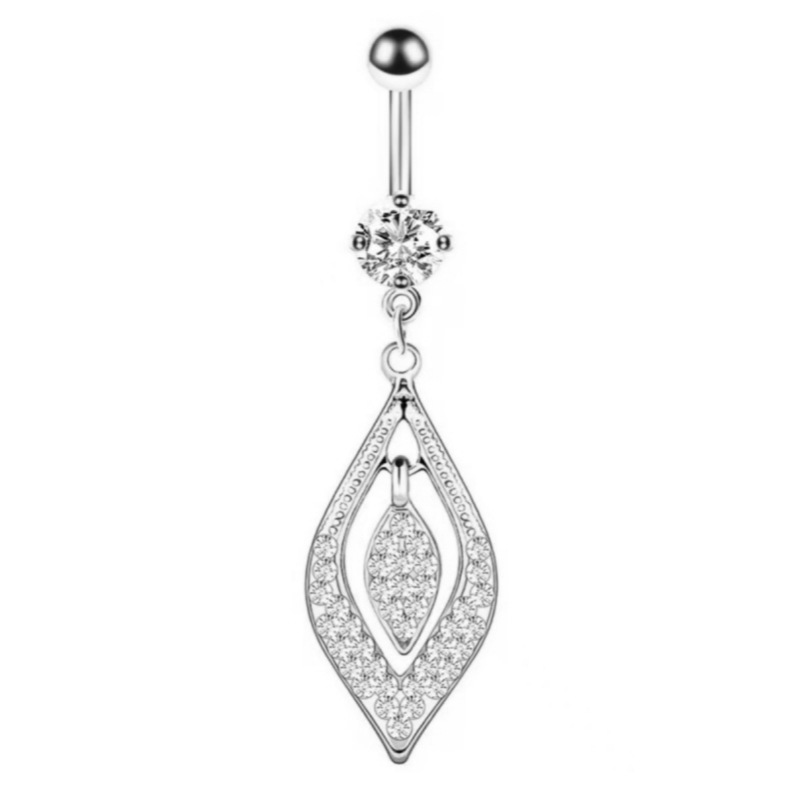Copper Inlaid Zircon Star Moon Navel Ring Belly Button Piercing Jewelry Gold - Image 4