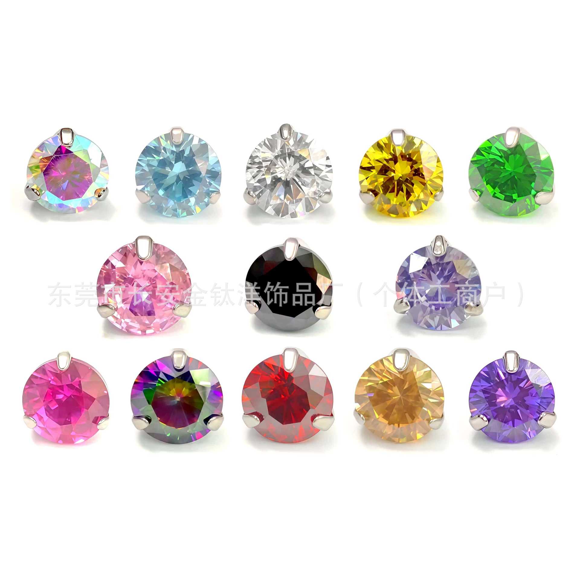 F136 Titanium Three-Prong Zirconia Tongue Stud, Ear Stud, Lip Stud - G23 Titanium Alloy Body Piercing Jewelry for Cartilage Ear Stud - Image 5