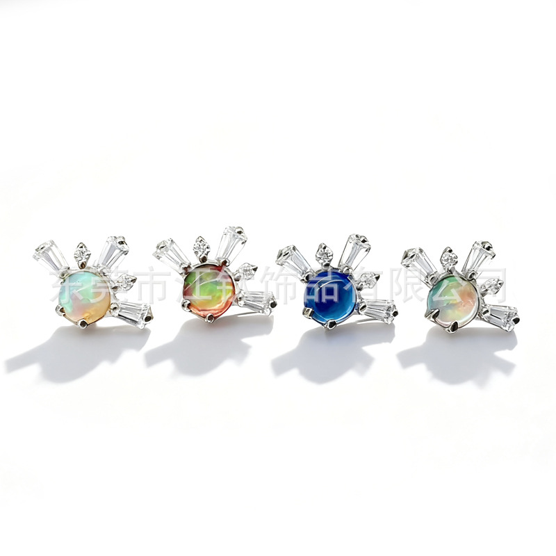 Aurora Opal Snowflake G23 Titanium Alloy Labret Stud Lip Piercing Jewelry Earrings - Image 5