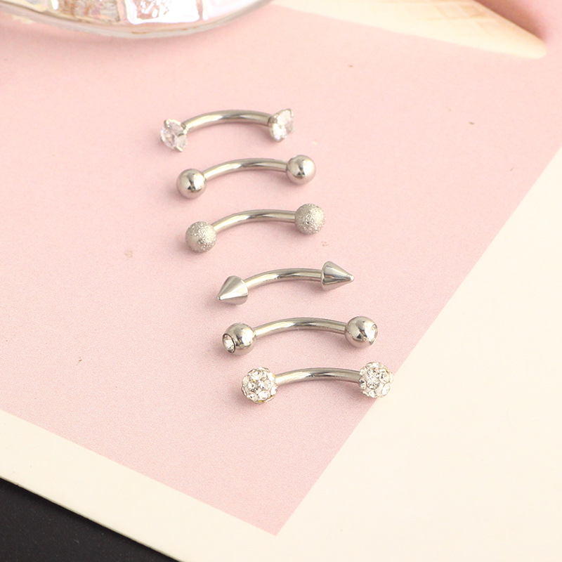 16G Stainless Steel Micro-Inlaid Zircon Eyebrow Ring Screw Ball Fashion Earrings Set of 10 - Image 5