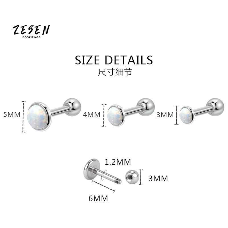 Mini Opal Earrings for Women, Titanium Steel Flat Back Studs, Screw Twist Closure, Simple Elegant Ear Jewelry - Image 5