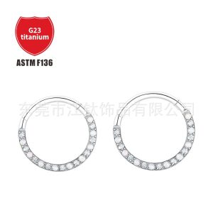 G23 Titanium Nose Ring with Opal Inlay - Cross-border ASTM F136 Titanium Alloy Body Piercing Jewelry for Ear Cartilage Helix Tragus Daith