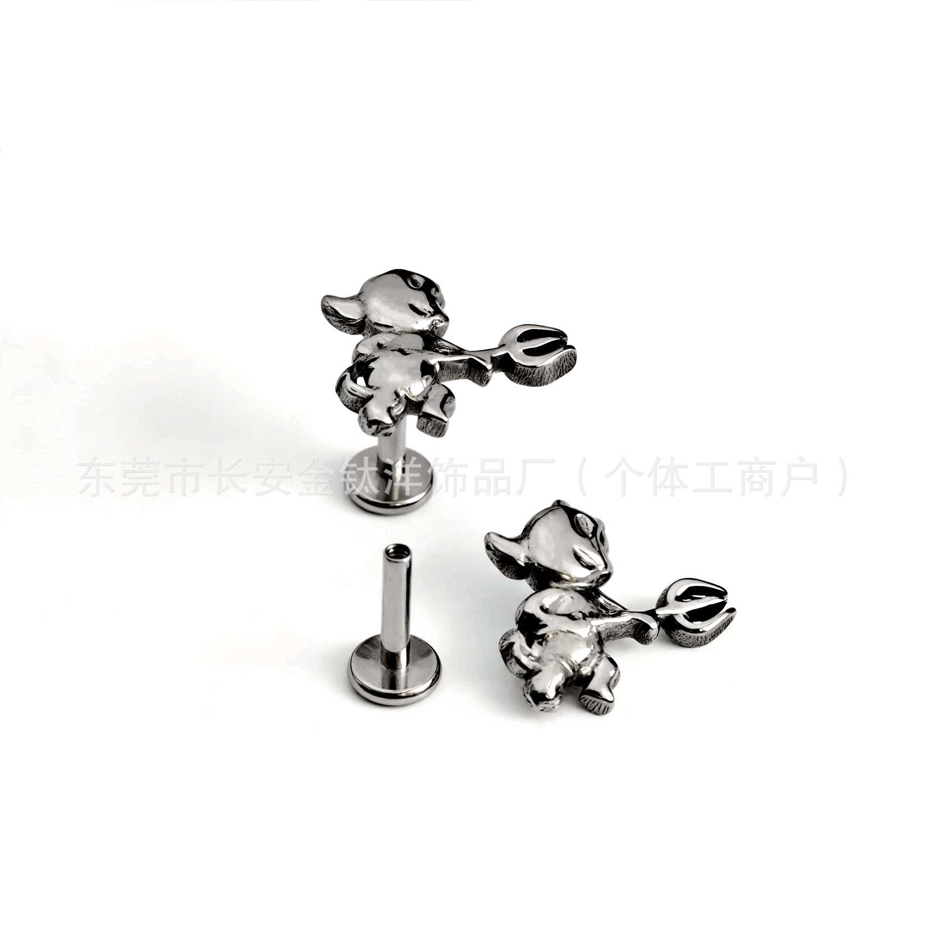 F136 Titanium Little Devil Trident Ear Stud Nose Stud Ear Bone Stud G23 Titanium Alloy Body Piercing Jewelry Cochlear Stud - Image 2