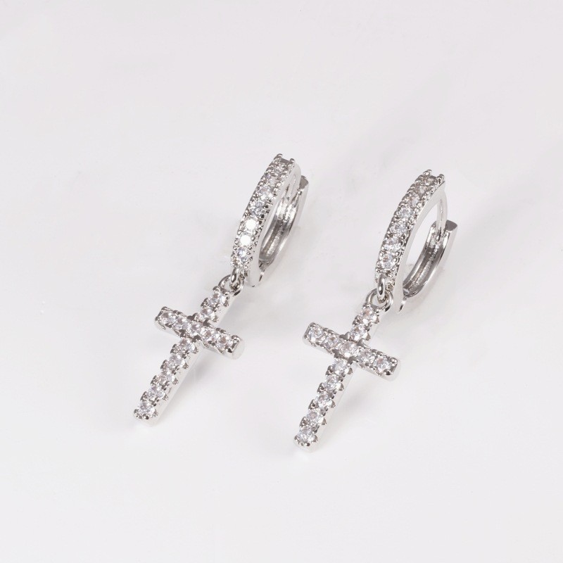 European American Luxury Zircon Love Star Cross Wings Ear Buckle Suit - Gold Earrings for Women - Image 2