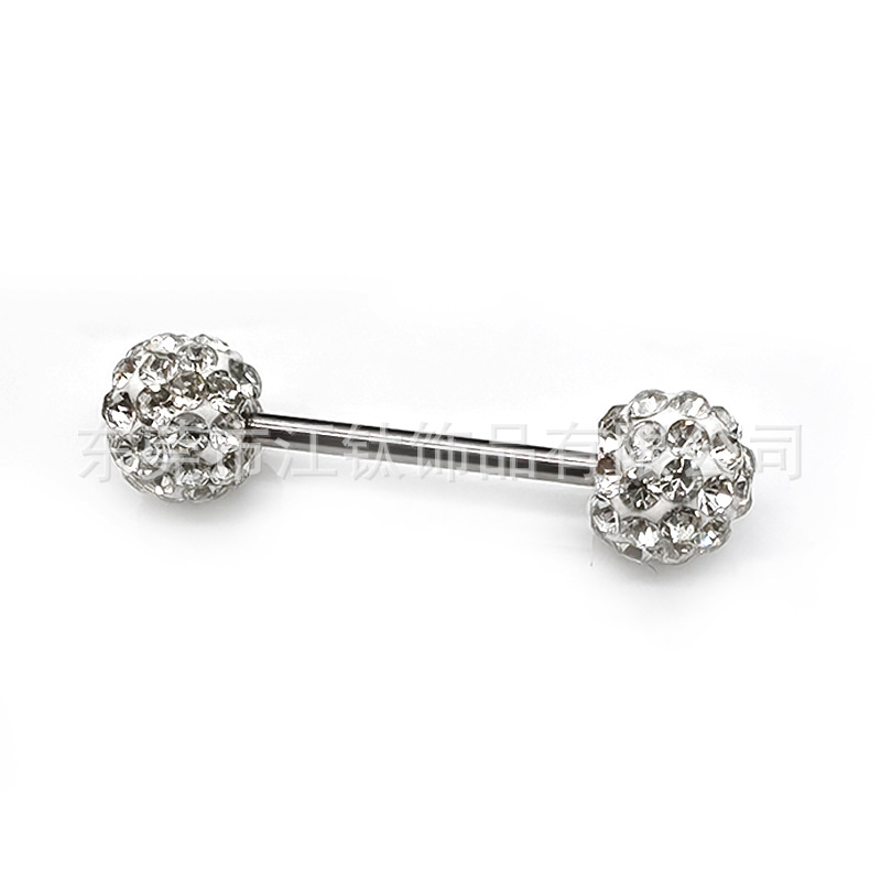F136 Titanium Breast Ring Shambhala Diamond Ball Mud Ball G23 Titanium Alloy Tongue Nail Body Piercing Jewelry - Image 5