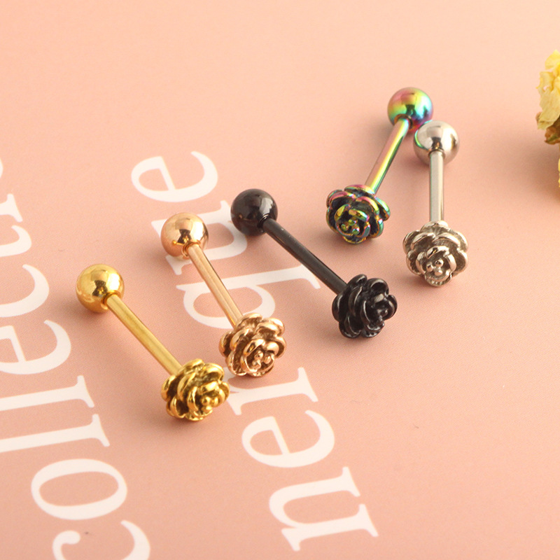 14G Stainless Steel Tongue Barbell External Thread, 3D Effect, 5 Colors, Body Piercing Jewelry - Image 5
