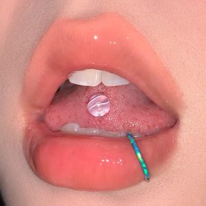 Cloud Pattern Acrylic Tongue Nail Steel Titanium External Thread Personalized Sweet and Cool Tongue Ring Hot Girl Piercing Jewelry