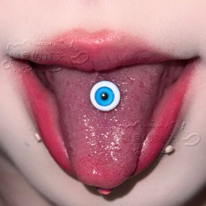 Satan's Child Evil Eyes Tongue Nail Piercing Ring 316L Surgical Steel Tongue Barbell Drinkable Tongue Ring Sweet and Cool Sexy