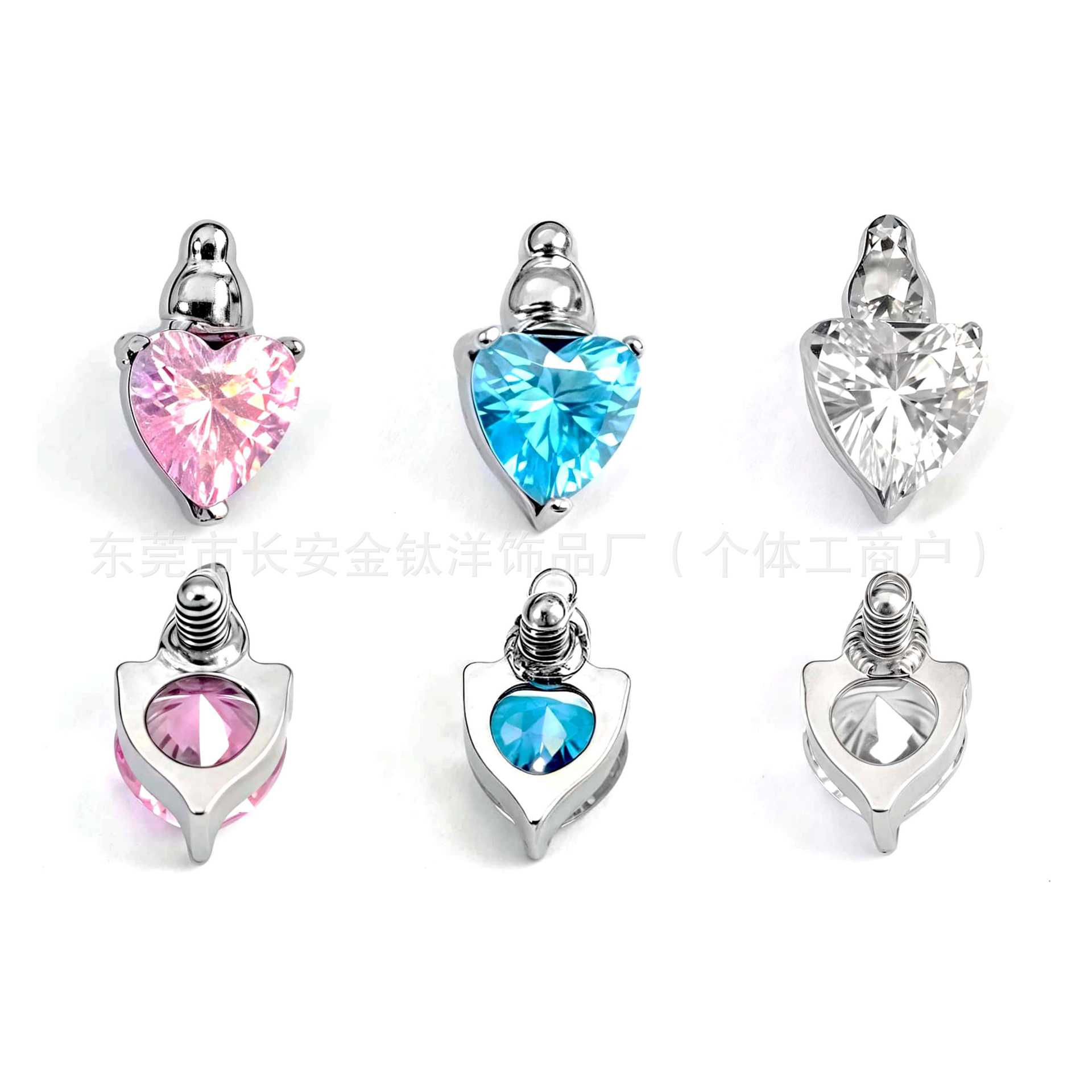 F136 Titanium Internal Thread Heart-Shaped Stud Earrings Lip Studs Nose Studs G23 Titanium Alloy Body Piercing Jewelry Ear Cartilage Studs - Image 5