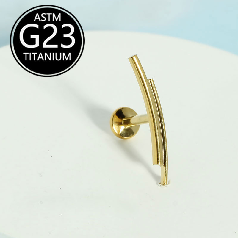 F136 Titanium Alloy Internally Threaded Flat Bottom Lip Piercing Stud - Length 6-10mm G23 Titanium Earring - Image 5