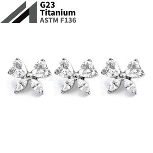 F136 Titanium Heart-Shaped Butterfly Zircon Earrings Cochlear Studs G23 Titanium Alloy Cartilage Earring