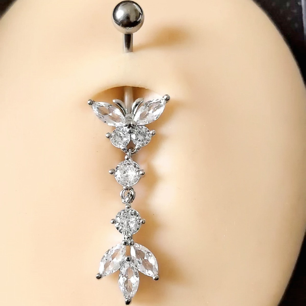 Gold Butterfly Horse Eye Navel Ring Copper Inlaid Stone Belly Button Jewelry for Women - Image 4