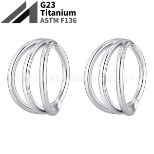 F136 Titanium Three-Ring Seamless Open Nose Ring Lip Ring Earrings Ear Bone Ring G23 Titanium Alloy Body Piercing Jewelry