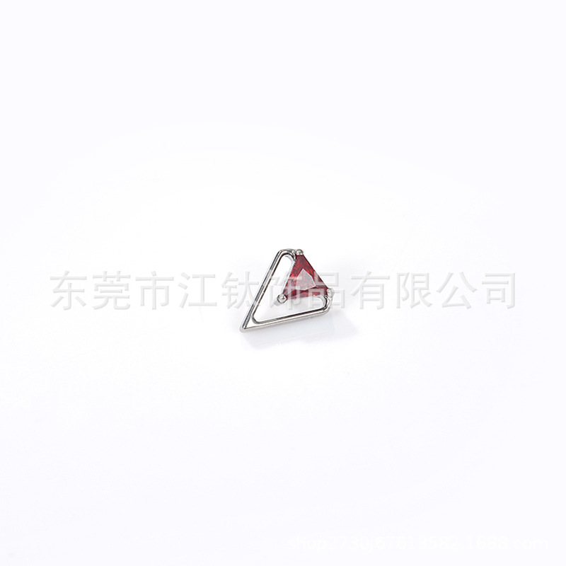 G23 Titanium Ear Cartilage Stud Triangular Hollow CZ Implant Post - 1.2x10mm - Image 2