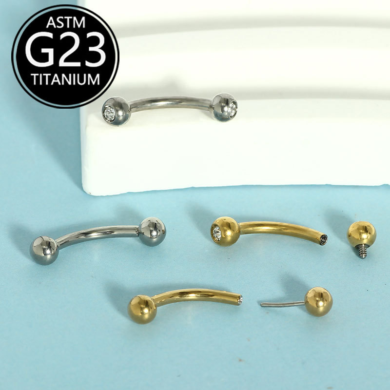1 Piece F136 Titanium Eyebrow Piercing Nail Simple Classic Round Eyebrow Nail European American Piercing Jewelry Wholesale - Image 3
