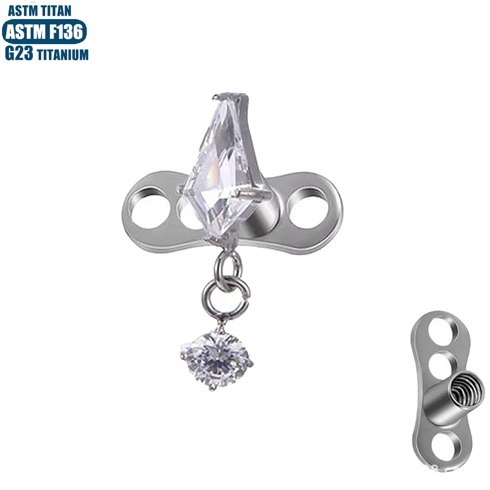 F136 Titanium Diamond Pendant Buried Nail Internal Thread Clavicle Subdermal Implant - Image 2
