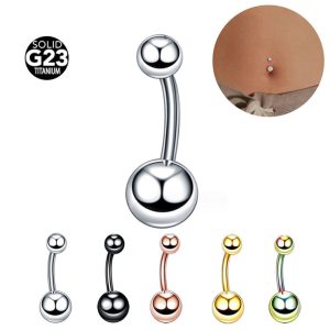 F136 Summer Girls G23 Titanium Belly Button Ring 14G Curved Barbell Navel Piercing Jewelry Gold
