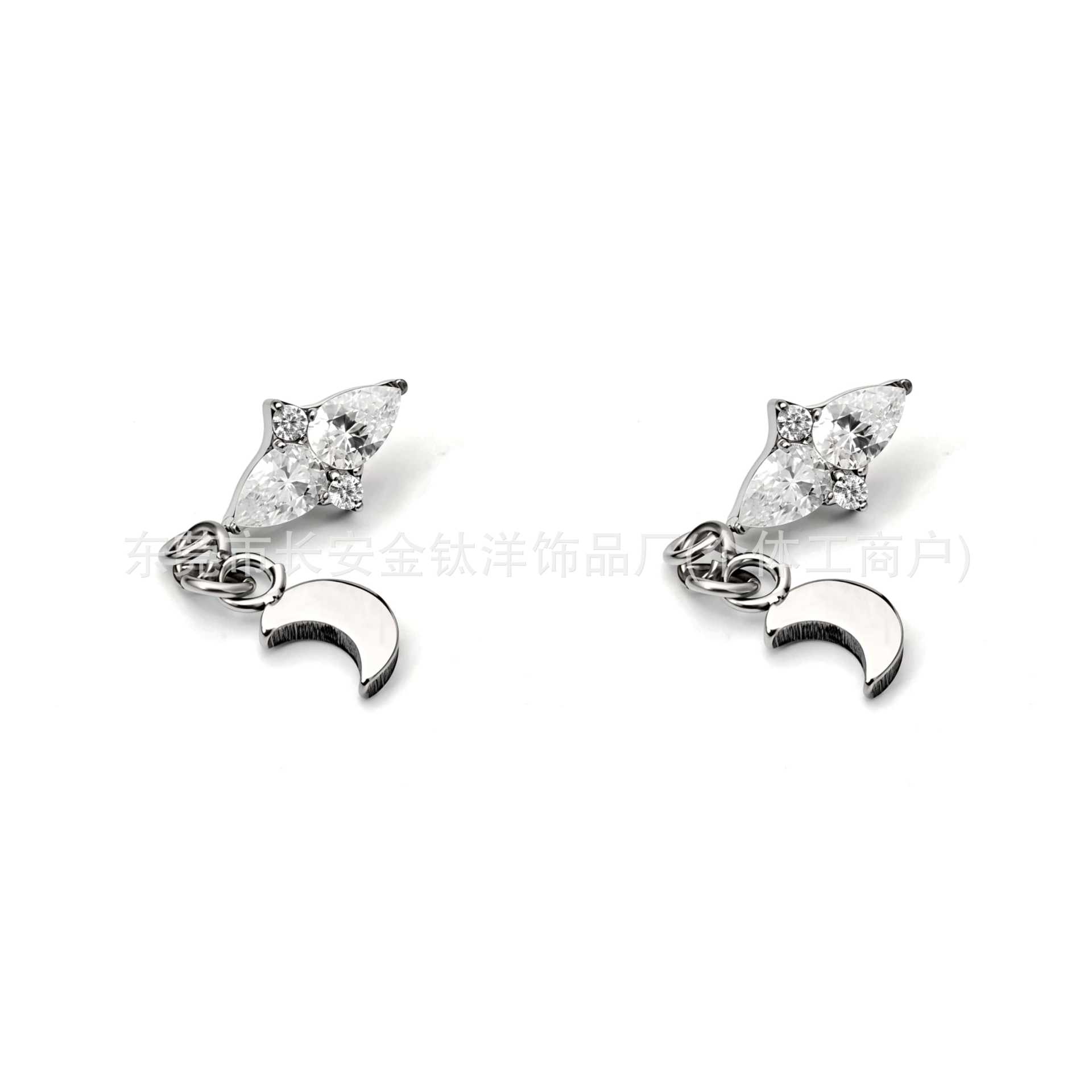 F136 Titanium Cross Flower Moon Pendant Earring Studs - Cartilage Ear Bone Studs, G23 Titanium Alloy Body Piercing Jewelry - Image 2