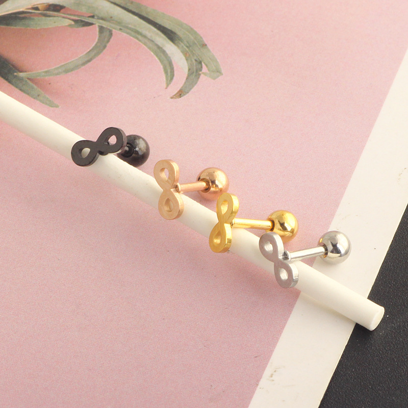 Lucky 8-Word Ear Bone Nail Piercing Ear Studs Multi-Diamond Stud Earrings Rose Gold Amazon Hot Sale Jewelry - Image 2