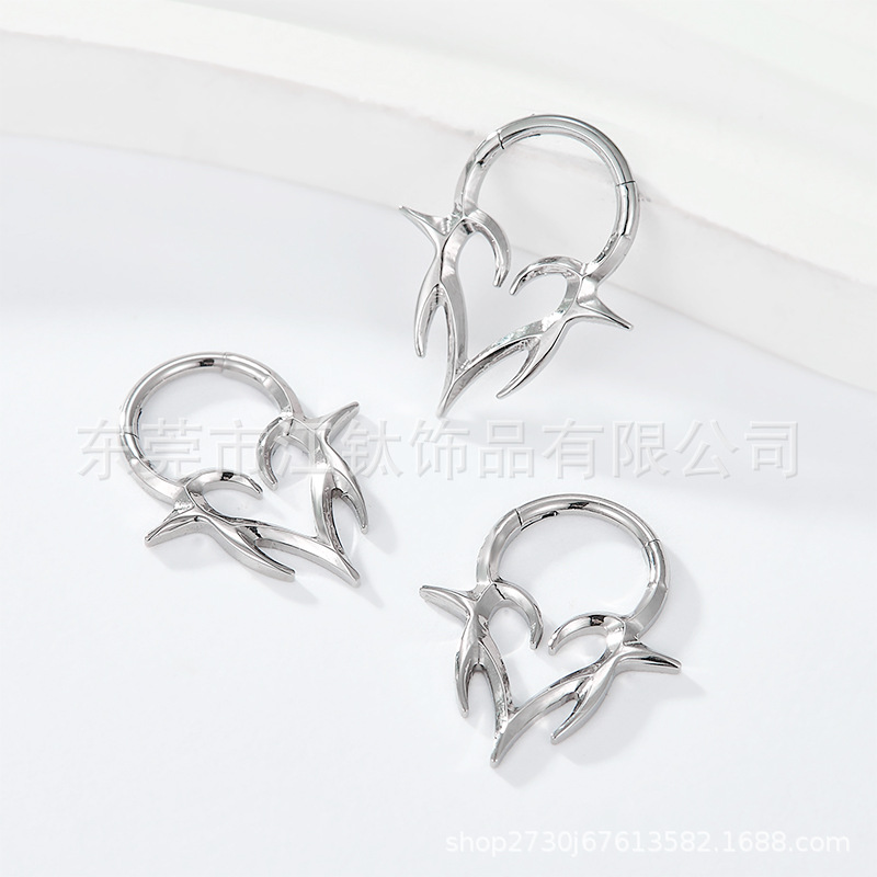 G23 Titanium Spike Love Heart Nose Ring 16G Gold Ear Bone Nail Cartilage Stud Punk Piercing Jewelry - Image 3