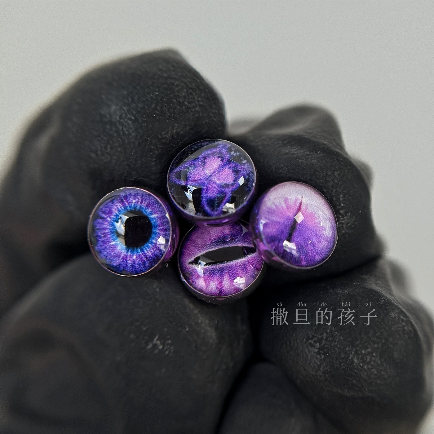 F136 Titanium Tongue Piercing - 85V Purple Cat Eye Internally Threaded Tongue Barbell - Image 4