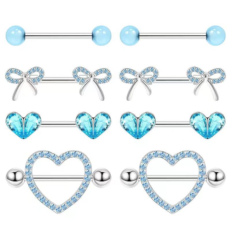 Stainless Steel Diamond Double Layer Heart Nipple Ring Body Piercing Jewelry Wholesale - Image 3