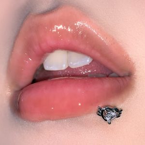 Cross-Border Heart Wings Zircon Lip Piercing 3-Color Titanium Steel External Thread Sweet Cool Ear Bone Piercing Jewelry