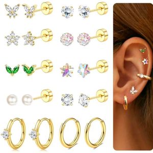 Amazon's Best-Selling Stainless Steel Earrings 20-Piece Set, Asymmetrical Geometric Studs for Women Men, 2025 Summer Fashion Jewelry