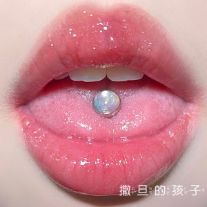 External Thread Tongue Barbell Titanium Steel Flash Hot Girl Tongue Ring Body Piercing Jewelry 14G 12mm