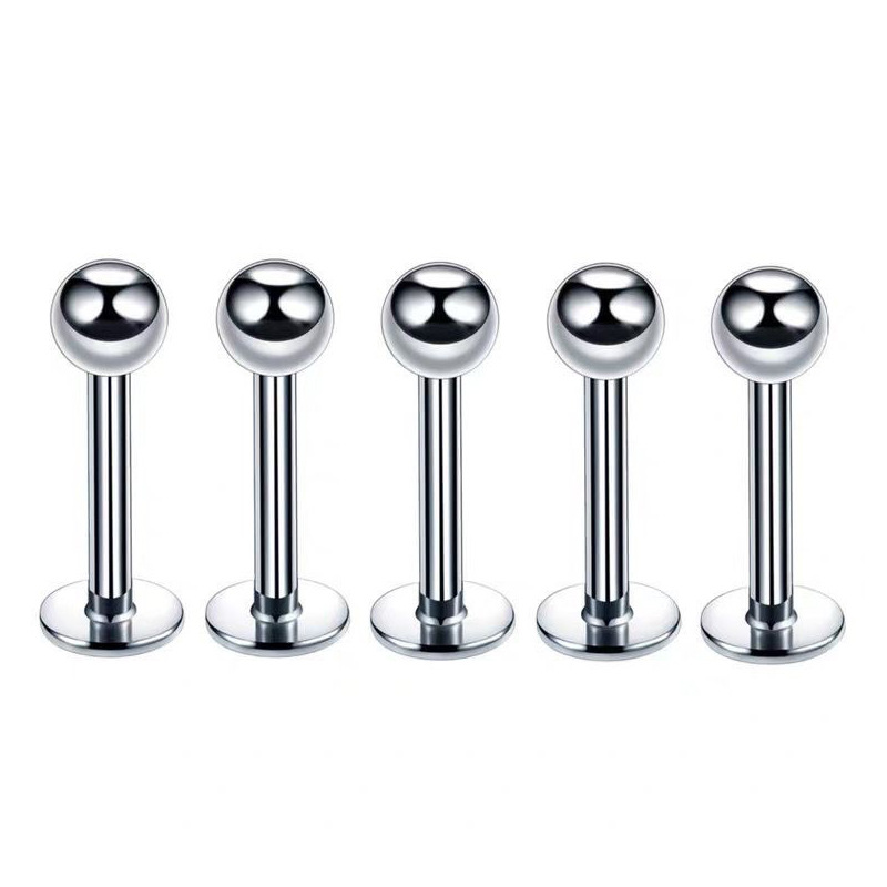 F136 Titanium Alloy Externally Threaded Lip Nail 1.2mm Round Ball Tongue Nail Flat Bottom Rod Ear Nail G23 Titanium Body Piercing Jewelry - Image 5
