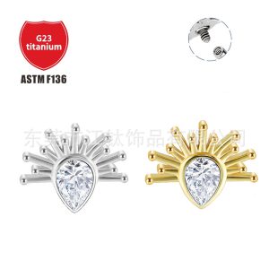 G23 Titanium Earring F136 Titanium Alloy Sun Screen Drop Labret Stud for Cartilage Helix Conch Tragus Piercing