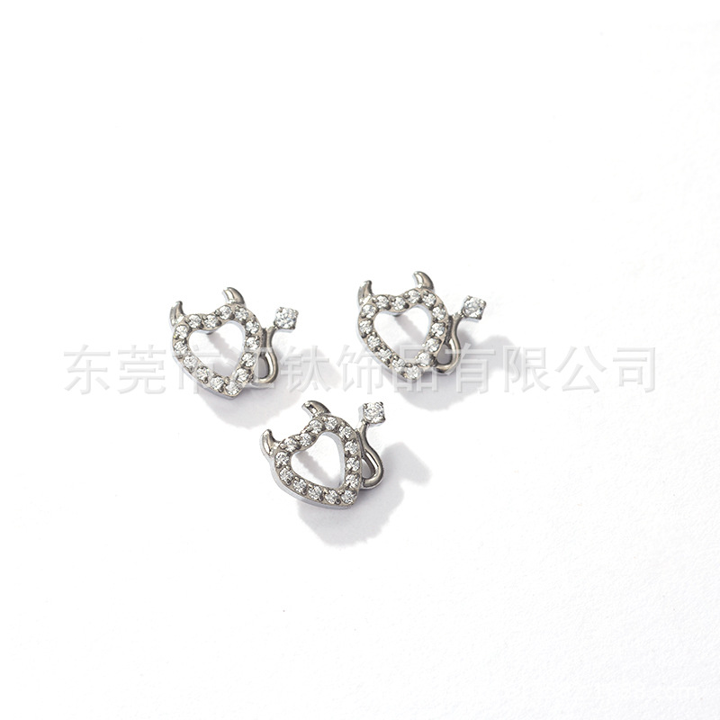 G23 Titanium Heart Shaped Ear Stud with CZ - ASTM F136 Devil Love Diamond Earring for Cartilage - Image 5