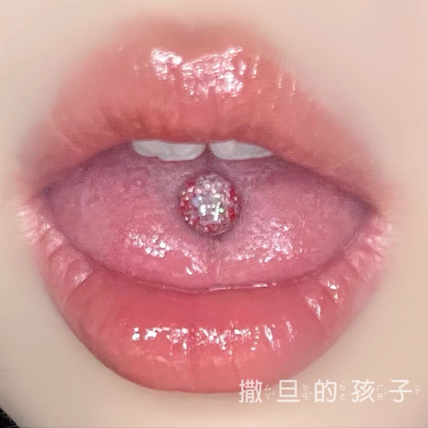 Star Drop Tongue Nail Titanium Steel Blue Tongue Ring External Thread 2024 New Style - Image 2