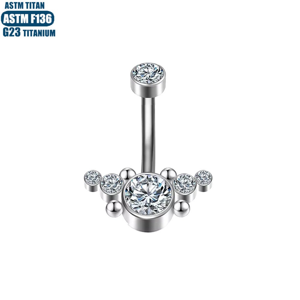 European American Hot Selling Zircon Navel Nail F136 Titanium Alloy Navel Ring Inner Screw Piercing Jewelry Navel Button - Image 3