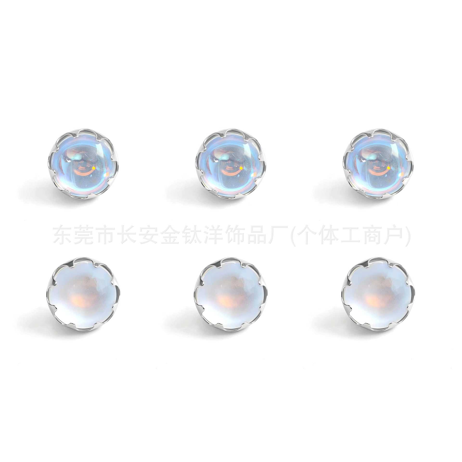 F136 Titanium Serrated Frosted Moonstone Inlaid Lip Piercing Labret Stud Ear Cartilage Navel Piercing Jewelry G23 Titanium Alloy - Image 5