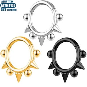 F136 Titanium Alloy Pointed Welding Beads Nose Ring Septum Piercing Jewelry Wholesale Black 1.2x12mm
