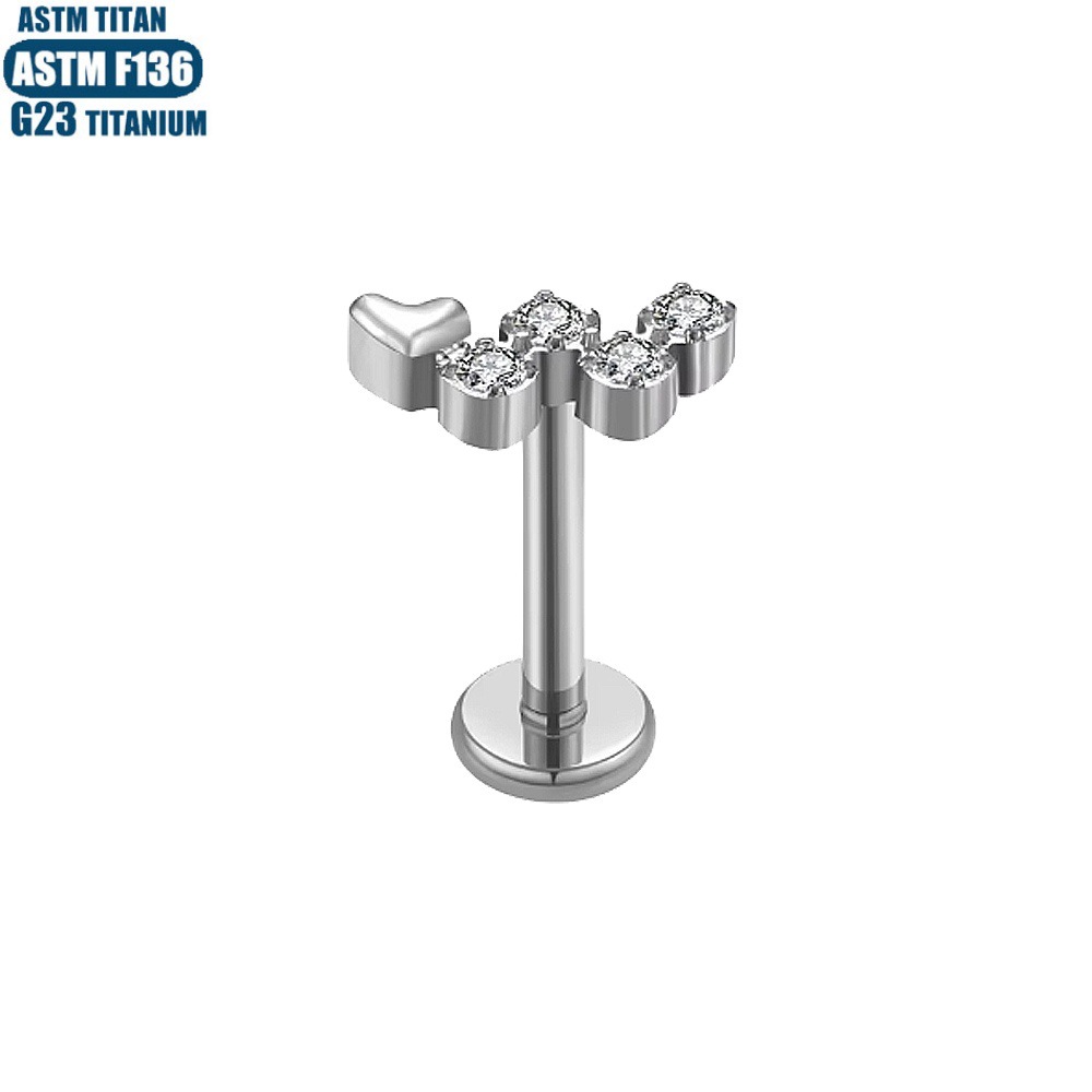 F136 Titanium Perforated Zircon Earrings Inner Tooth Thread Lip Ring Tragus Small Earring Diaphragm Jewelry - Image 2