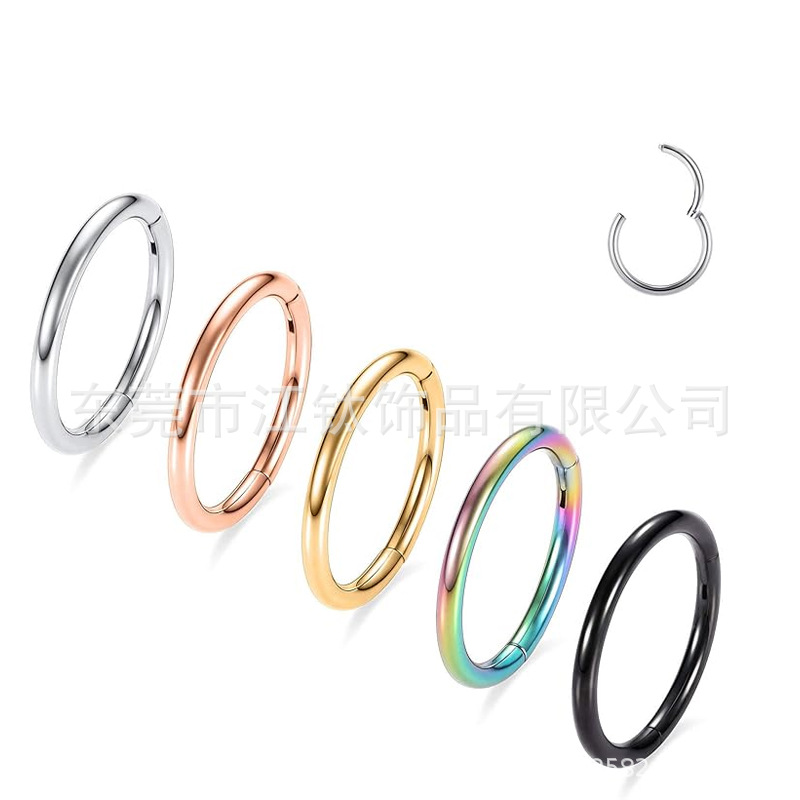 Jiangtitanium 316L Stainless Steel Seamless Ring Earrings for Cartilage Helix Nose Piercing - 18G 1.6x16mm - Image 5