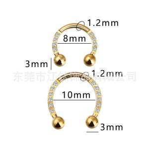 G23 Titanium Nose Ring Horseshoe Ring with Zircon Cross - 1.2x10mm Septum Piercing Jewelry