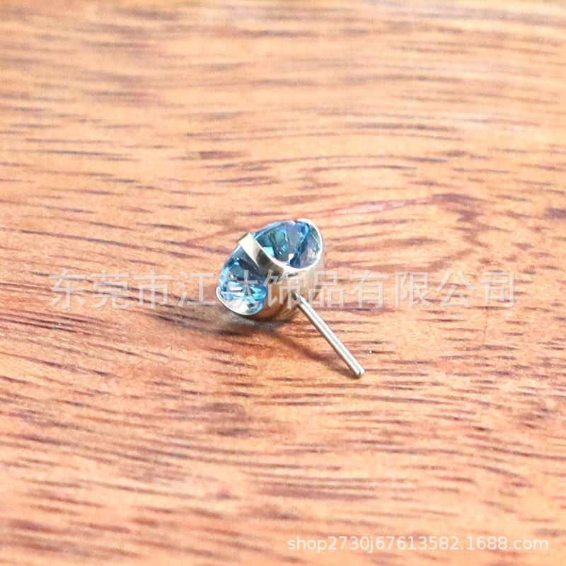 F136 Titanium Ear Studs Pin Round Bottom Inlaid Claw Set 5A Zircon G23 Titanium Alloy Body Piercing Jewelry Ear Bone Nails - Image 2