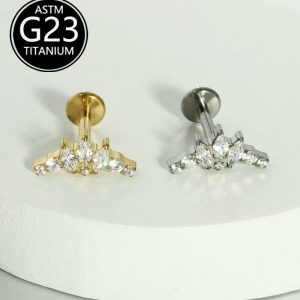 F136 Titanium Zirconia Inner Lip Stud 6-10mm Ear Bone Stud Fashion Versatile Piercing Jewelry