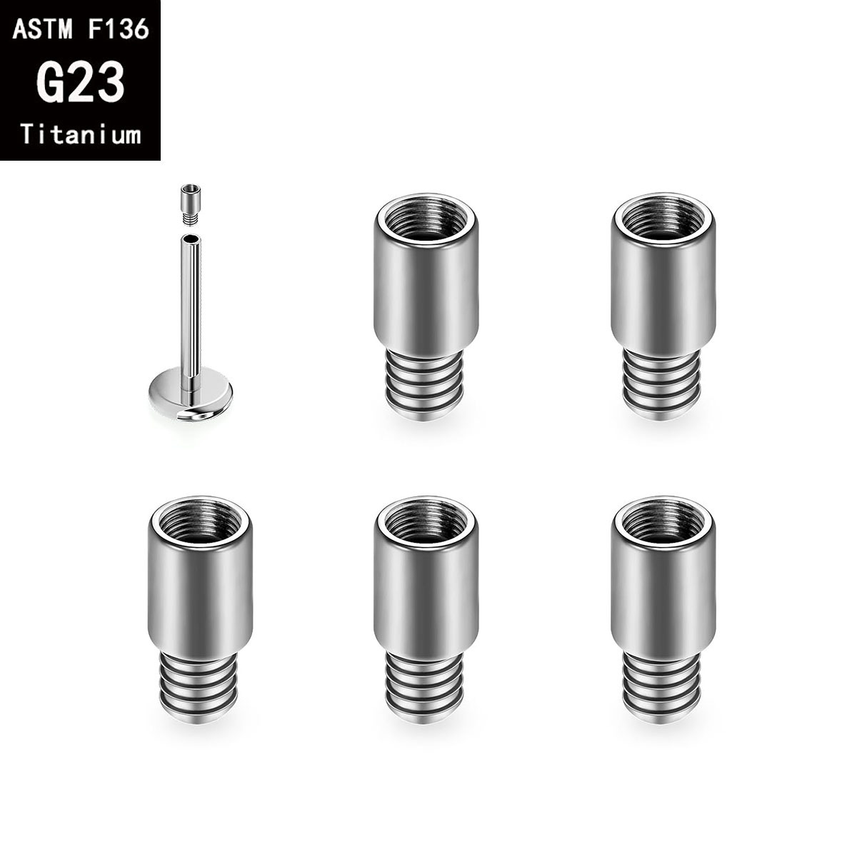 G23 Titanium 2mm Extension Rod for F136 Titanium Internally Threaded Lip, Ear, Navel Piercing Accessories - Image 2
