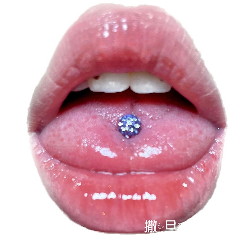 Smooth Comfort Non-Grinding Tongue Nail Flash Drill Internal Thread Titanium Steel Small Beads Tongue Nail Tongue Ring Puncture Tongue Nail New Product - Image 5
