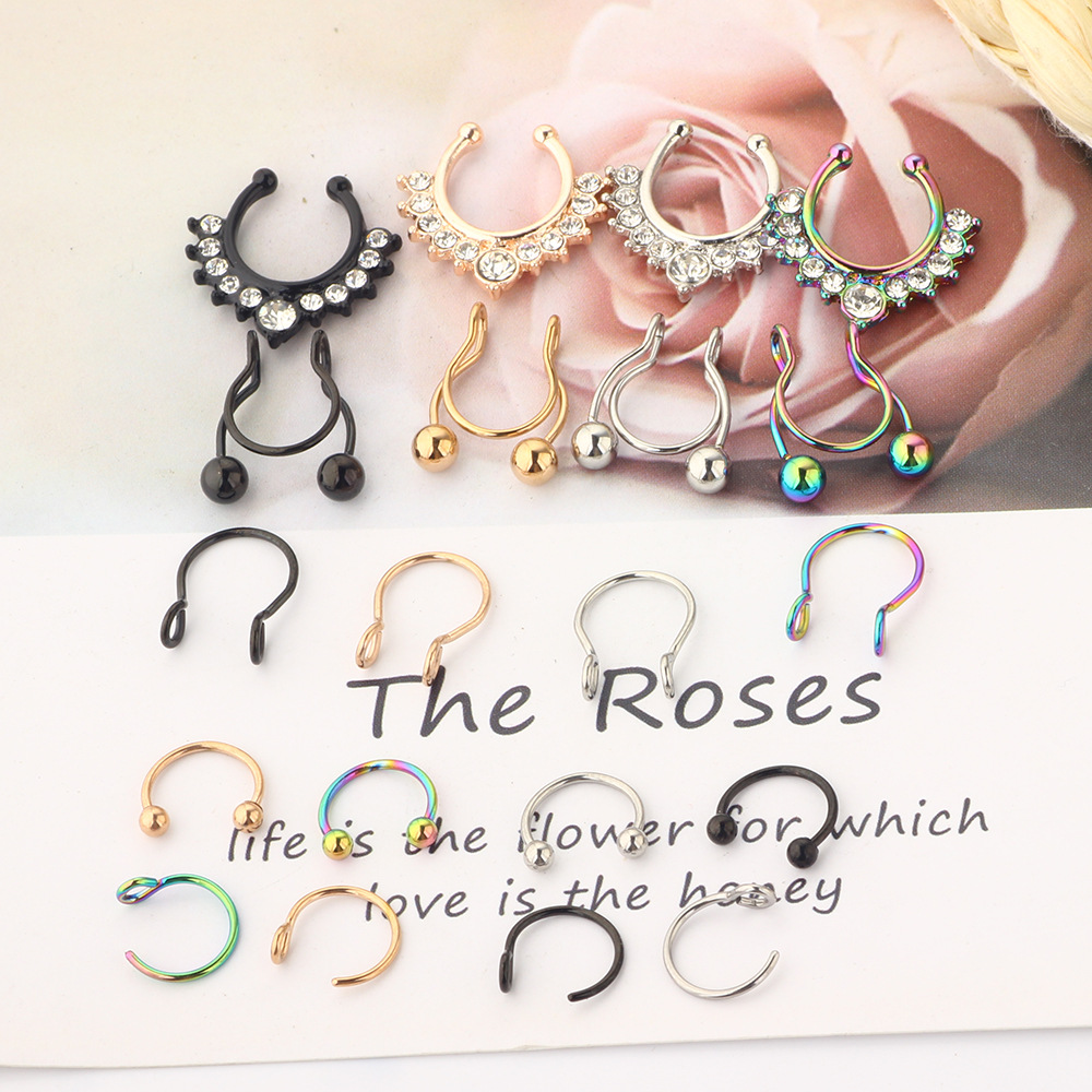 Non-Punch Nose Clip Stainless Steel Fake Piercing Nose Ring Combo Set Wholesale - Image 5