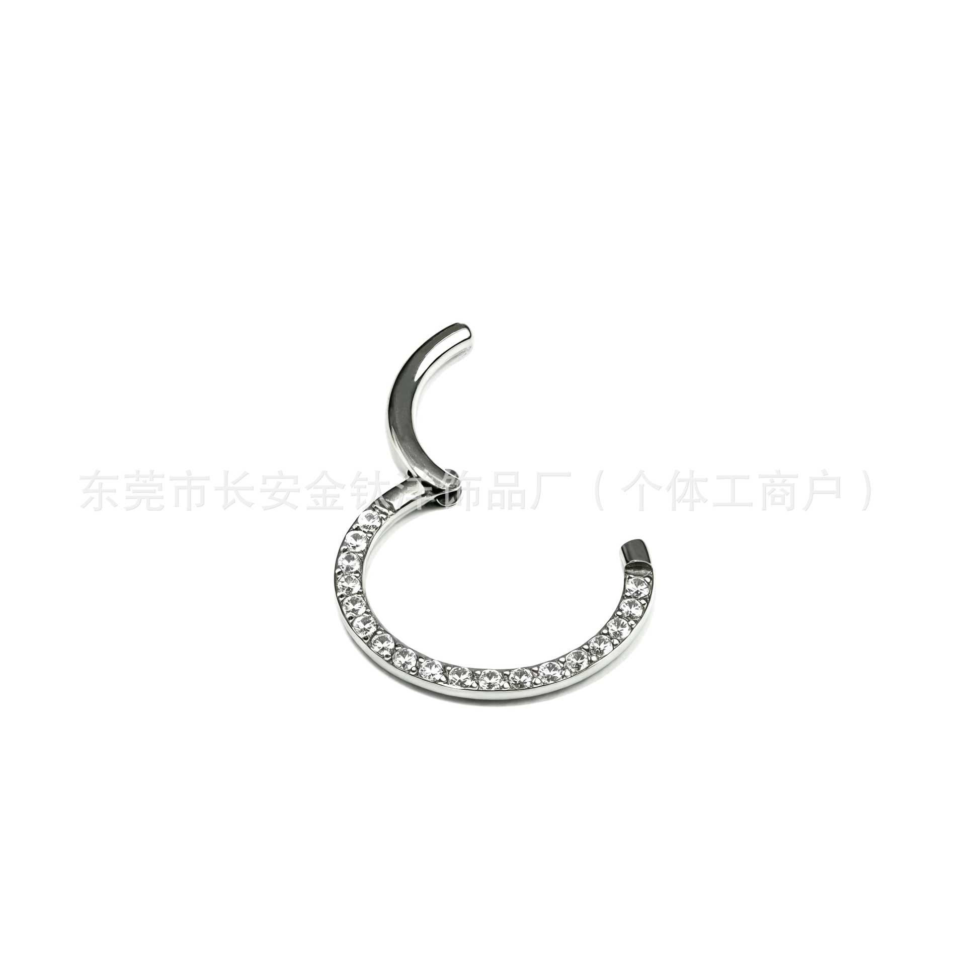 F136 Titanium Side-Set Closed Ring with Diamond Nose Ring Ear Bone Ring G23 Titanium Alloy Piercing Jewelry - Image 3