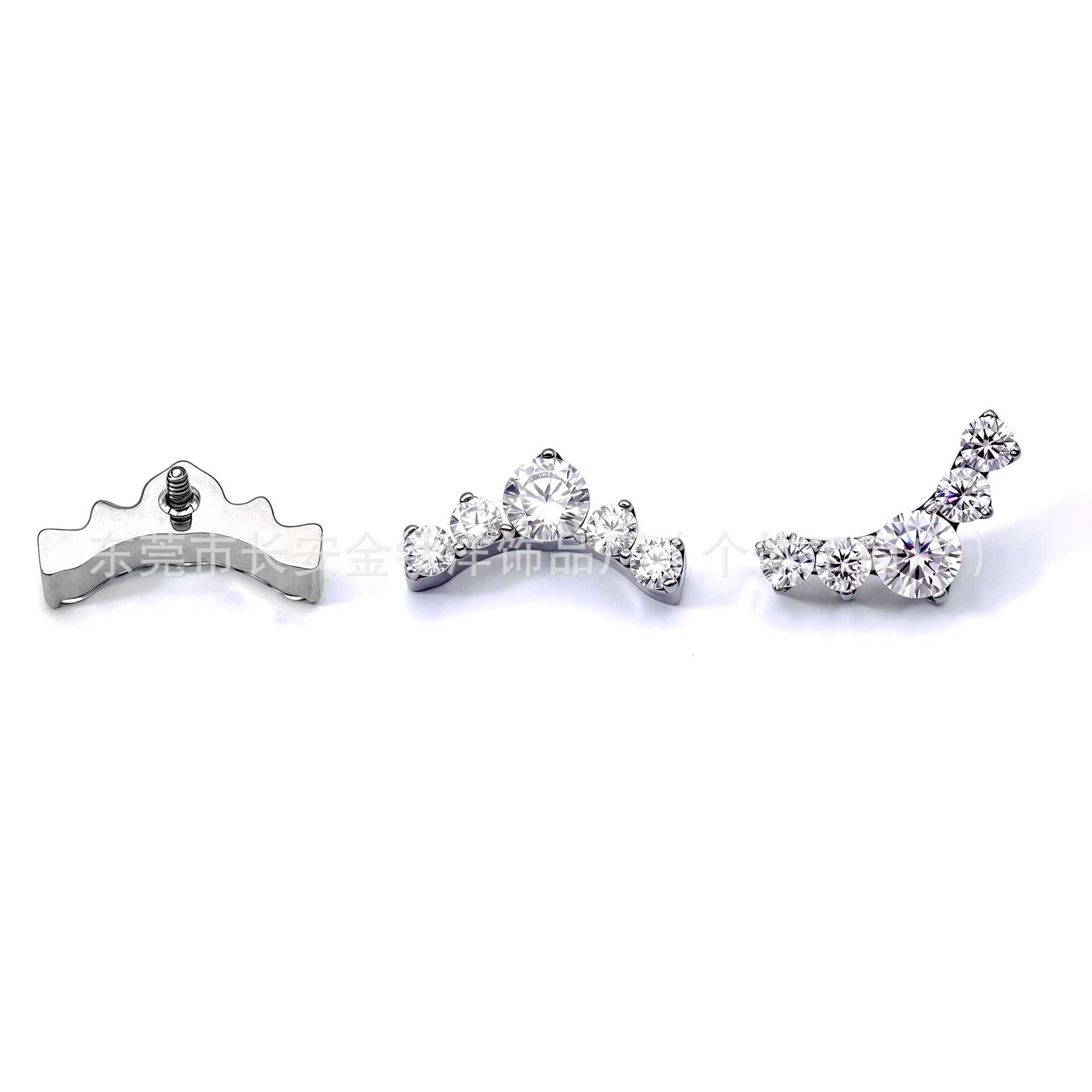 F136 Titanium Internally Threaded Zirconia Stud Earrings, Cartilage Studs, G23 Titanium Body Piercing Jewelry - Image 5