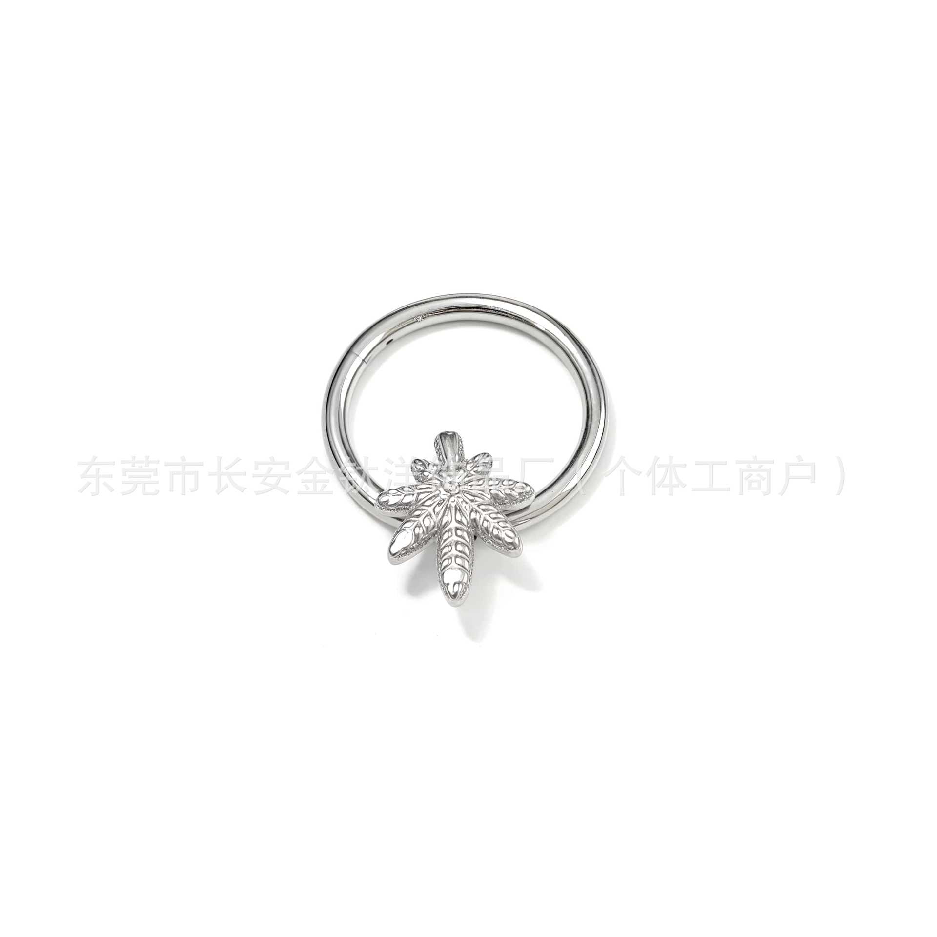 F136 Titanium Leaf Seamless Open Ring Septum Nose Ring Earrings Ear Studs Piercing Jewelry - Image 3